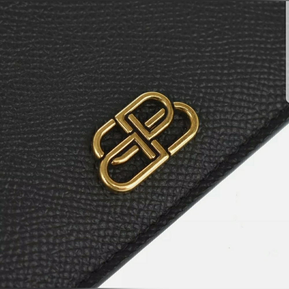 🐰BALENCIAGA BB Logo Coin Wallet Purse Key Ring Le - Picture 8 of 14